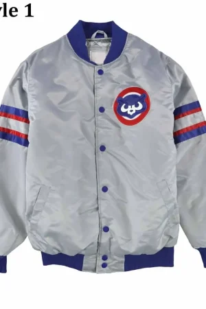 Chicago Cubs Gray Varsity Satin Jacket