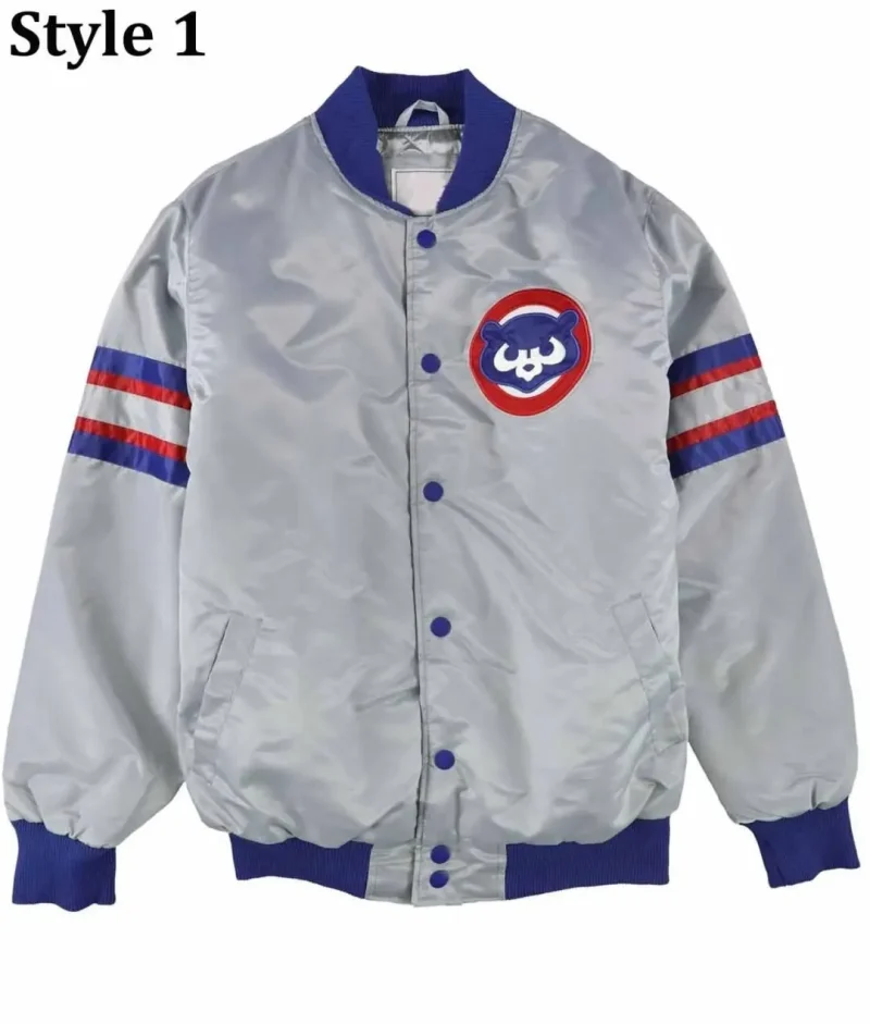 Chicago Cubs Gray Varsity Satin Jacket