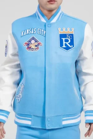 Kansas City Royals Varsity Light Blue and White Jacket