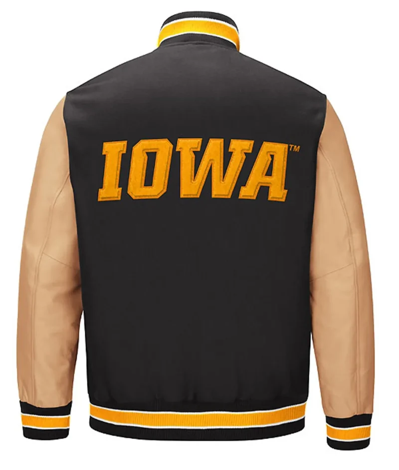 Iowa Hawkeyes Black And Brown Letterman Jacket