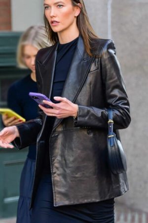 Karlie Kloss Black Leather Blazer