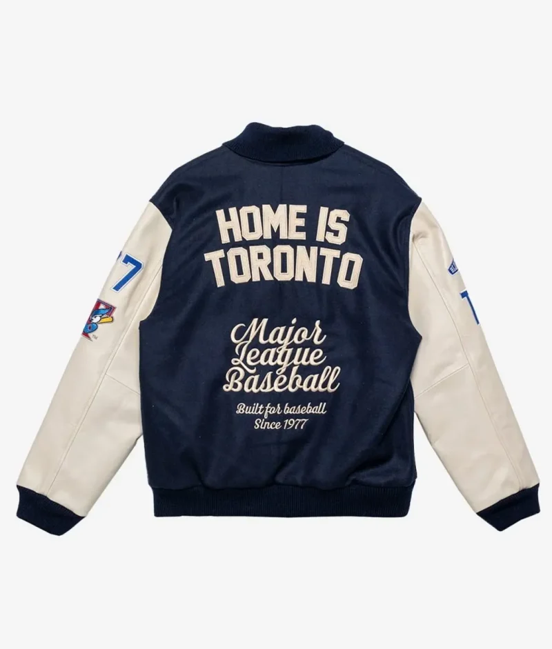 Toronto Blue Jays Patch Navy And Cream Letterman Jacket