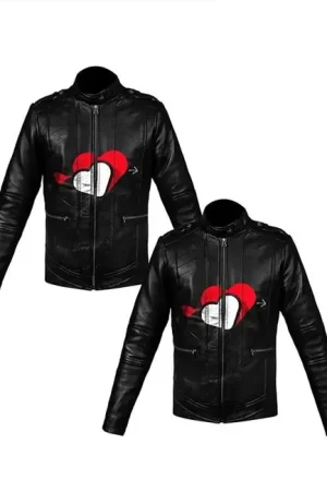 Valentines Couple Black Leather Jacket