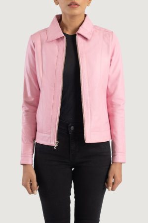 Vixen Pink Classic Collar Leather Jacket