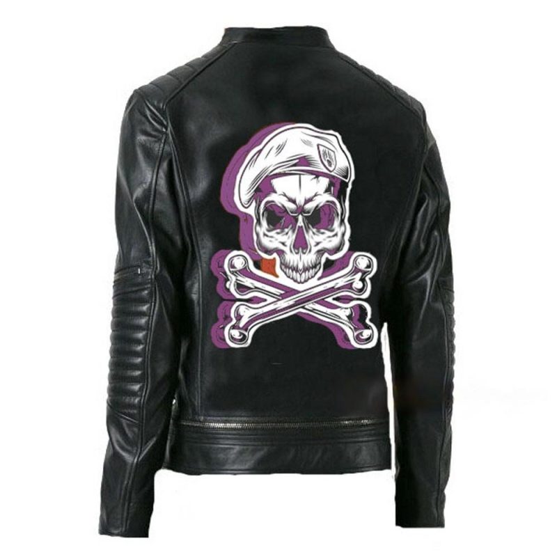 Voguish Bone & Skull Black Leather Jacket