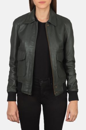 Westa A-2 Green Leather Bomber Jacket