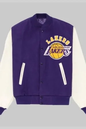 Vintage LA Lakers Purple and White Varsity Jacket
