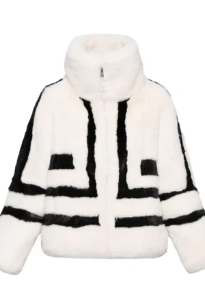 White Sporty Faux Fur Jacket