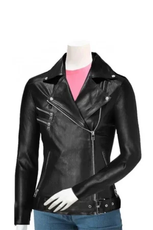 Women’s Black Slim Fit Leather Motorcycle Jacket
