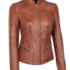 Women’s Brown Fitted Leather Jacket