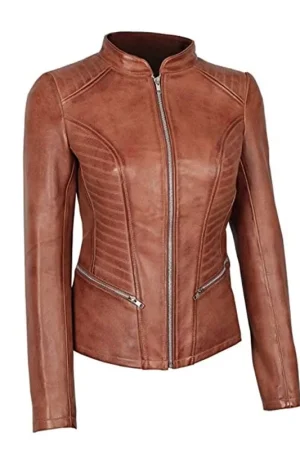 Women’s Brown Fitted Leather Jacket