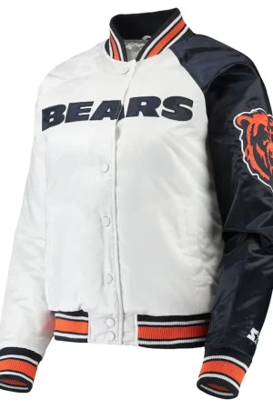 White/Navy Chicago Bears Hometown Satin Jacket