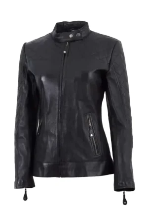 Women Cafe Racer Leather Jacket