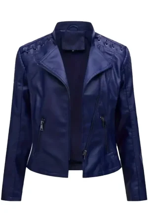 Women Fitted Moto Leather Jacket