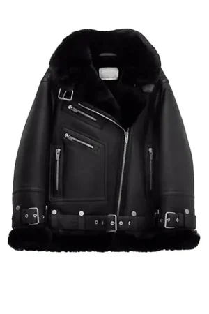 Women Moto Shearling Jacket