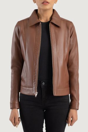 Vixen Brown Classic Collar Leather Jacket