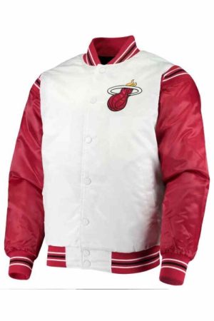 White Red NBA Jeff Hamilton Miami Heat Satin Jacket