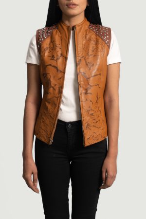 Westina Tan Dye Leather Vest