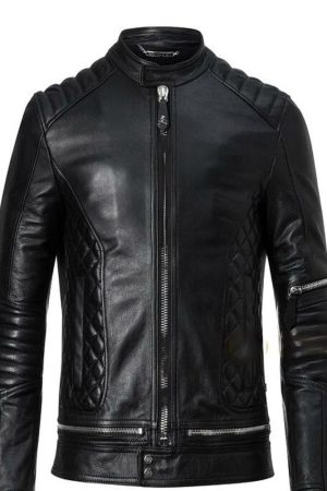 Voguish Bone & Skull Black Leather Jacket