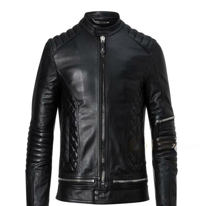 Voguish Bone & Skull Black Leather Jacket