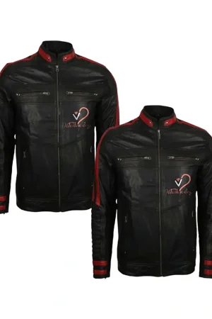 Valentine Day Couples Black Biker Leather Jacket