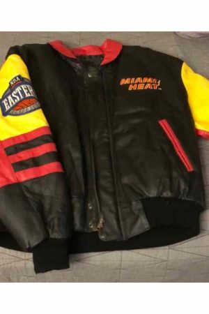Vintage Miami Heat Jeff Hamilton Leather Jacket