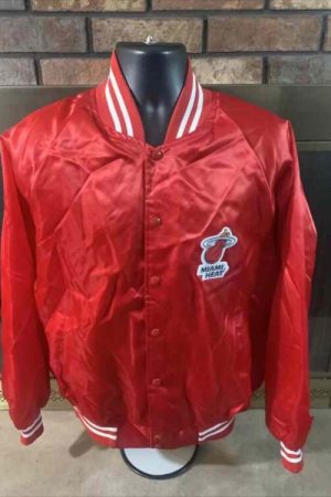 Vintage Red NBA Jeff Hamilton Miami Heat Satin Jacket
