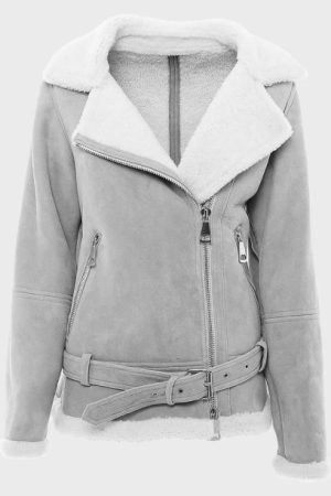 Women’s Grey Suede Shearling Jacket