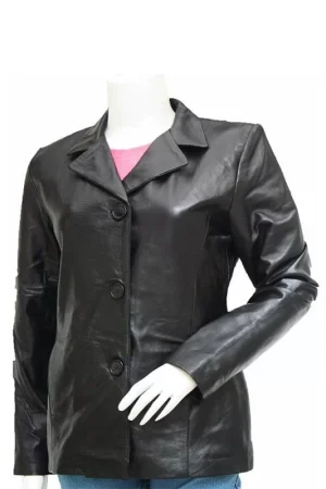 Women’s Casual Black Leather Blazer