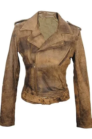 Women’s Distressed Brown Leather Jacket