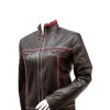 Women’s Double Stitched Brown Leather Jacket