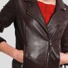 Womens Slim Fit Brown Leather Biker Jacket