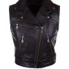 Womens Fashion Designer Leather Motorcycle Vest Black