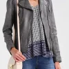 Womens Grey Biker Leather Jacket