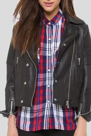 Womens Quilted Leather Motorcycle Jacket