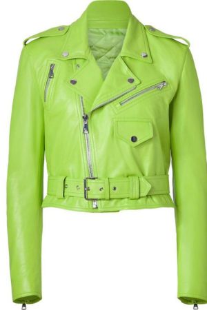 Women’s Motorcycle Lime Green Leather Jacket