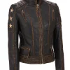 Women’s Stars and Stripes Aged Brown Leather Jacket