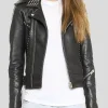 Womens Biker Studded Leather Jacket