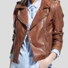 Women’s Motorcycle Rider Brown Leather Jacket
