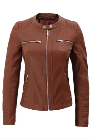 Womens Cafe Racer Detachable Leather Hooded Jacket