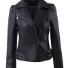 Women’s Zip Up Moto Biker Leather Jacket