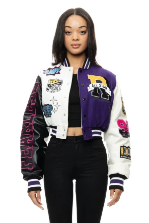 Women’s Smoke Rise Red Melton Wool Crop Purple Varsity Jacket
