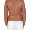 Womens Quilted Leather Jacket Tan Brown Golden Hardware