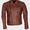 Mens Distressed Brown Motorcycle Jacket