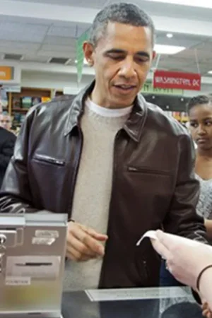 President Obama Brown Leather Jacket