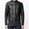 Mens Black Leather Cafe Racer Jacket