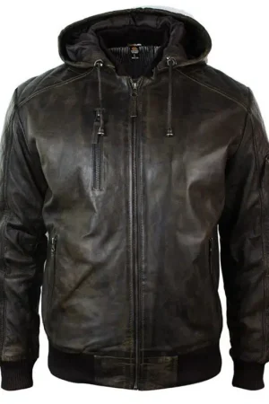 Men’s Dark Brown Distressed Leather Jacket