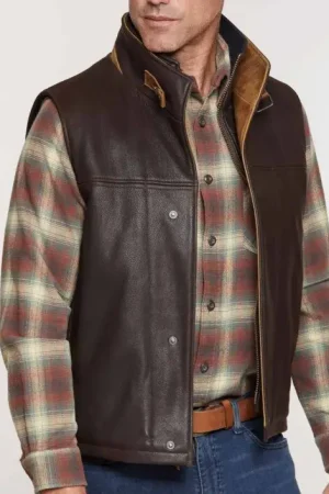 Mens Brown Lambskin Leather Vest