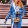 It Ends With Us 2024 Blake Lively Denim Shearling Coat