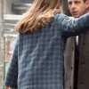Natalie Gold Succession Blue Plaid Blazer Coat